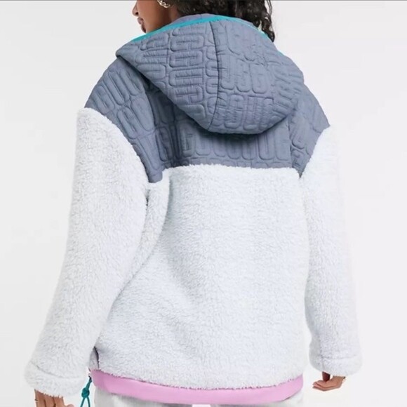 UGG Iggy Sherpa Half Zip Pullover in Gray Dawn Multi Size Small - Picture 7 of 12